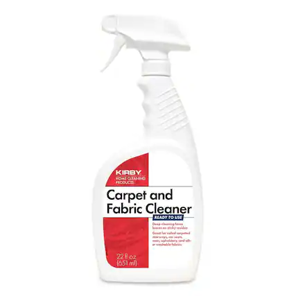 KIRBY HOME CLEANING PRODUCTS Carpet and Fabric Cleaner READY TO USE Deep-cleaning foam leaves no sticky residue Great for soiled carpeted stairways, car seats, mail, upholstery, and other washable fabrics 22 fl Oz (651 ml)