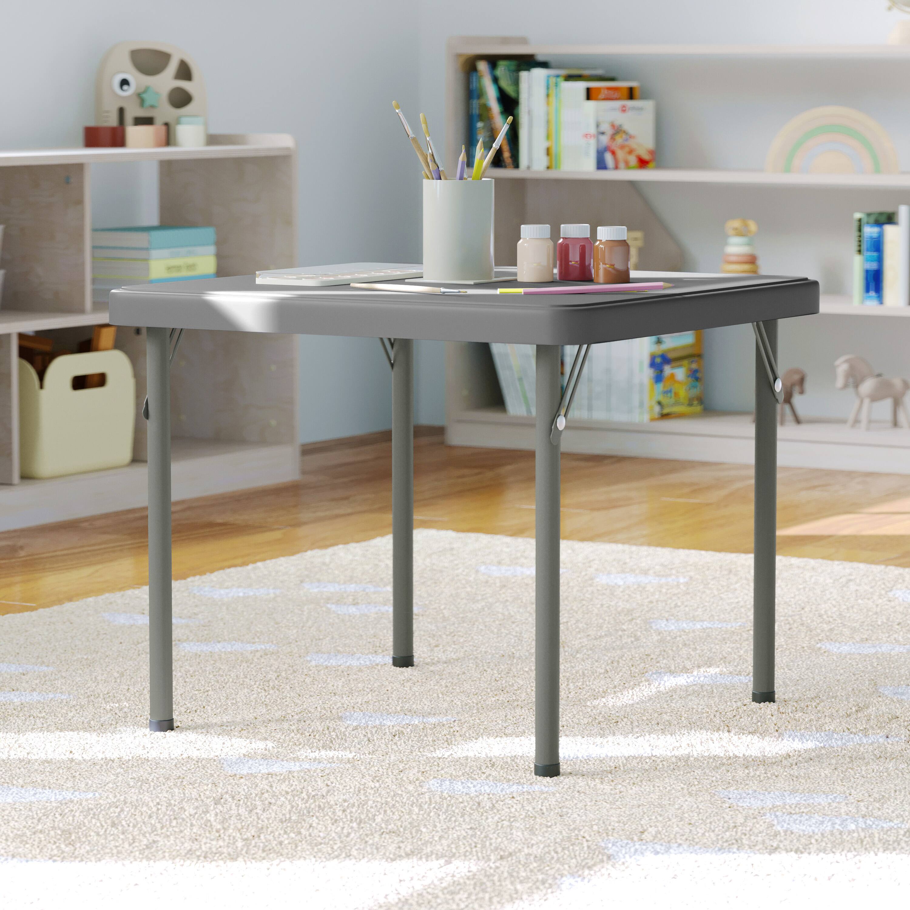 Alt View 2. Flash Furniture - Paige 24x24 Kid's Granite Gray Plastic Folding Table with Locking Legs - Gray.