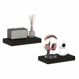 Furinno - TANNA Floating Shelves for Wall Set of 2, 9 x 16 Wall Shelf, Wall Mounted Shelf with Invisible Bracket, 2-in Thick - Tobacco Oak
