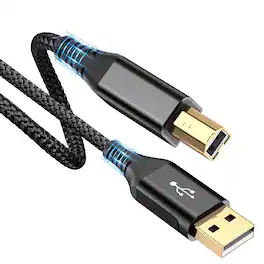 Core Tech - 10ft USB-A to USB-B Printer Cable – High-Speed Nylon Braided Cable for Printers & Scanners – - Black