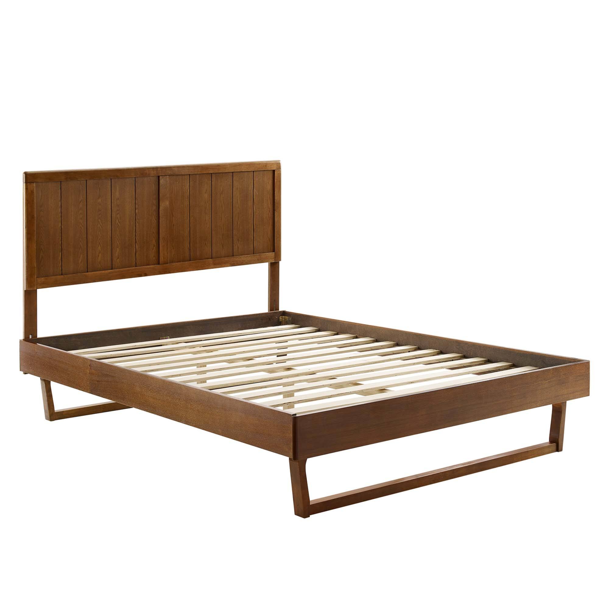 Alt View 1. Modway - Kelsea Cane and Wood Full Platform Bed With Splayed Legs - Gray.