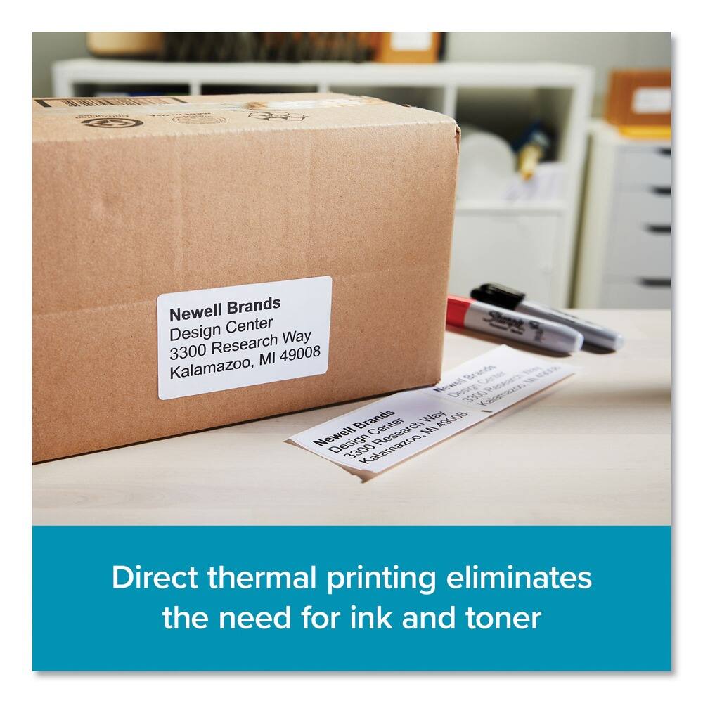 Newell Brands  
Design Center  
3300 Research Way  
Kalamazoo, MI 49008  

Direct thermal printing eliminates the need for ink and toner