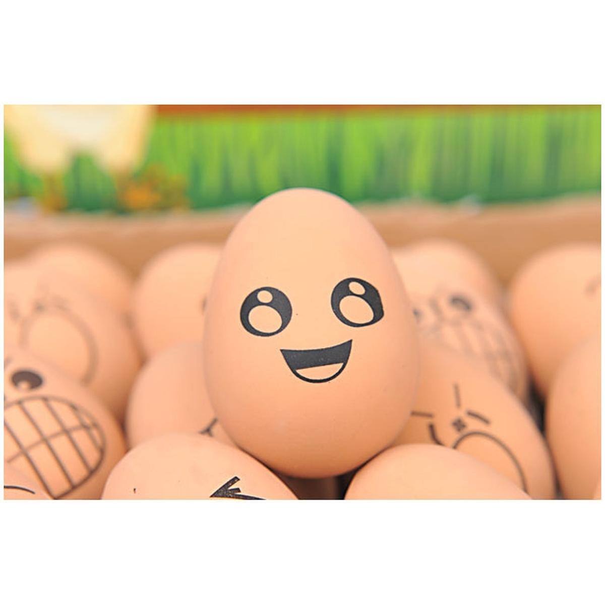 Alt View 1. JuzToys - 24 Pieces Realistic Bouncing Easter Eggs with Emoticon Faces, Bouncy Rubber Toy Food Pretend Eggs Playset, Fake Eggs - Bown.
