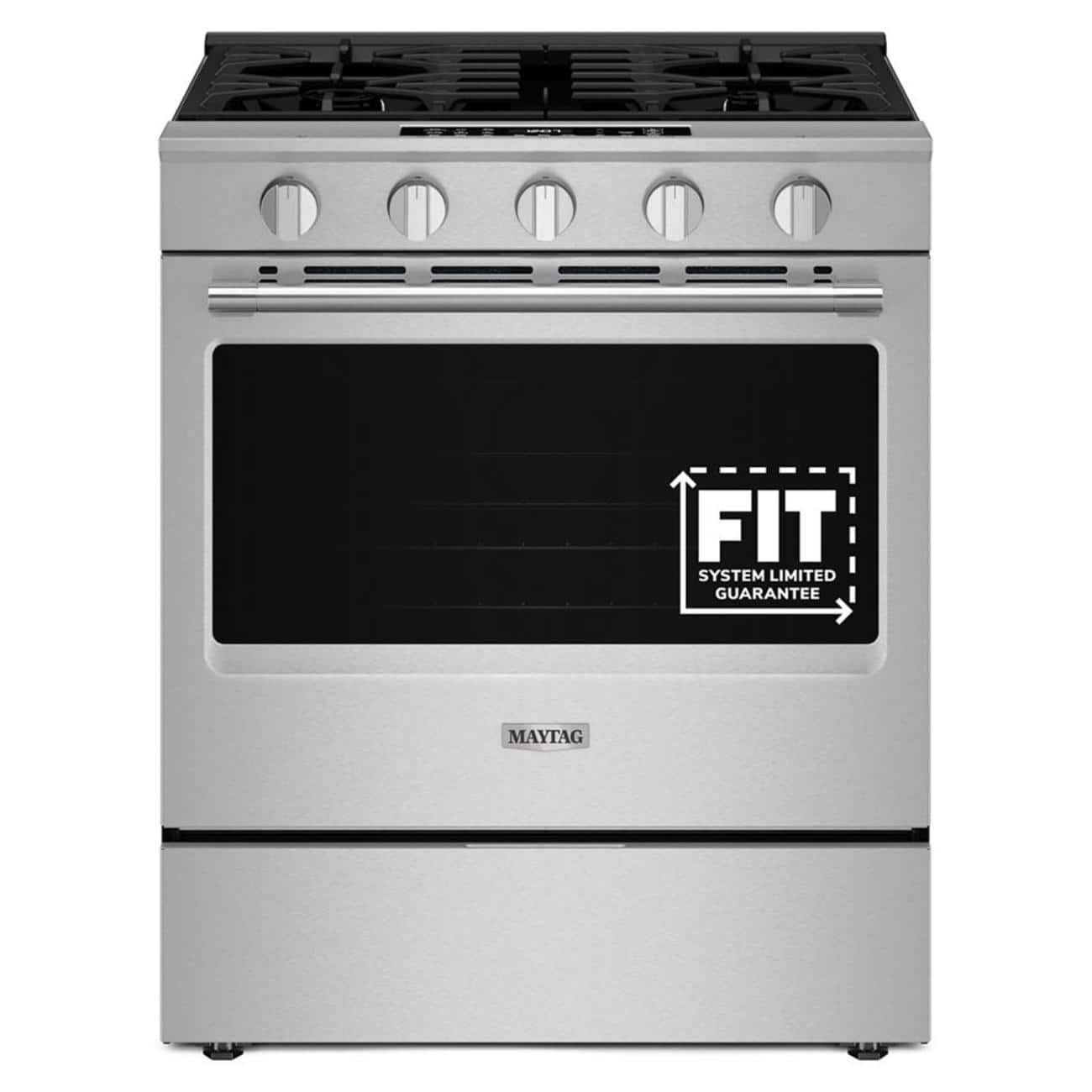 Maytag - 30 in. Wide 5 burners 5.0 cu. ft. Slide-In Gas Range with Grill Mode and No Preheat Air Fry - Stainless Steel