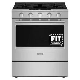 Maytag - 30 in. Wide 5 burners 5.0 cu. ft. Slide-In Gas Range with Grill Mode and No Preheat Air Fry - Stainless Steel