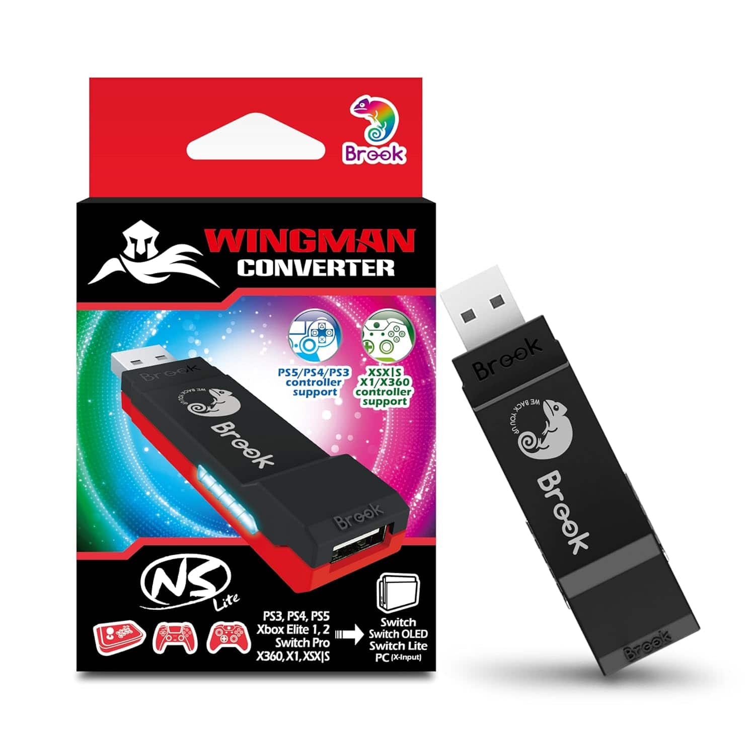 Brook - Wingman NS Lite Wireless Controller Adapter for Nintendo Switch, Nintendo Switch 2 and PC