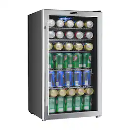 Whynter - 120 Can Beverage Refridgerator with internal fan - Stainless-steel/Black