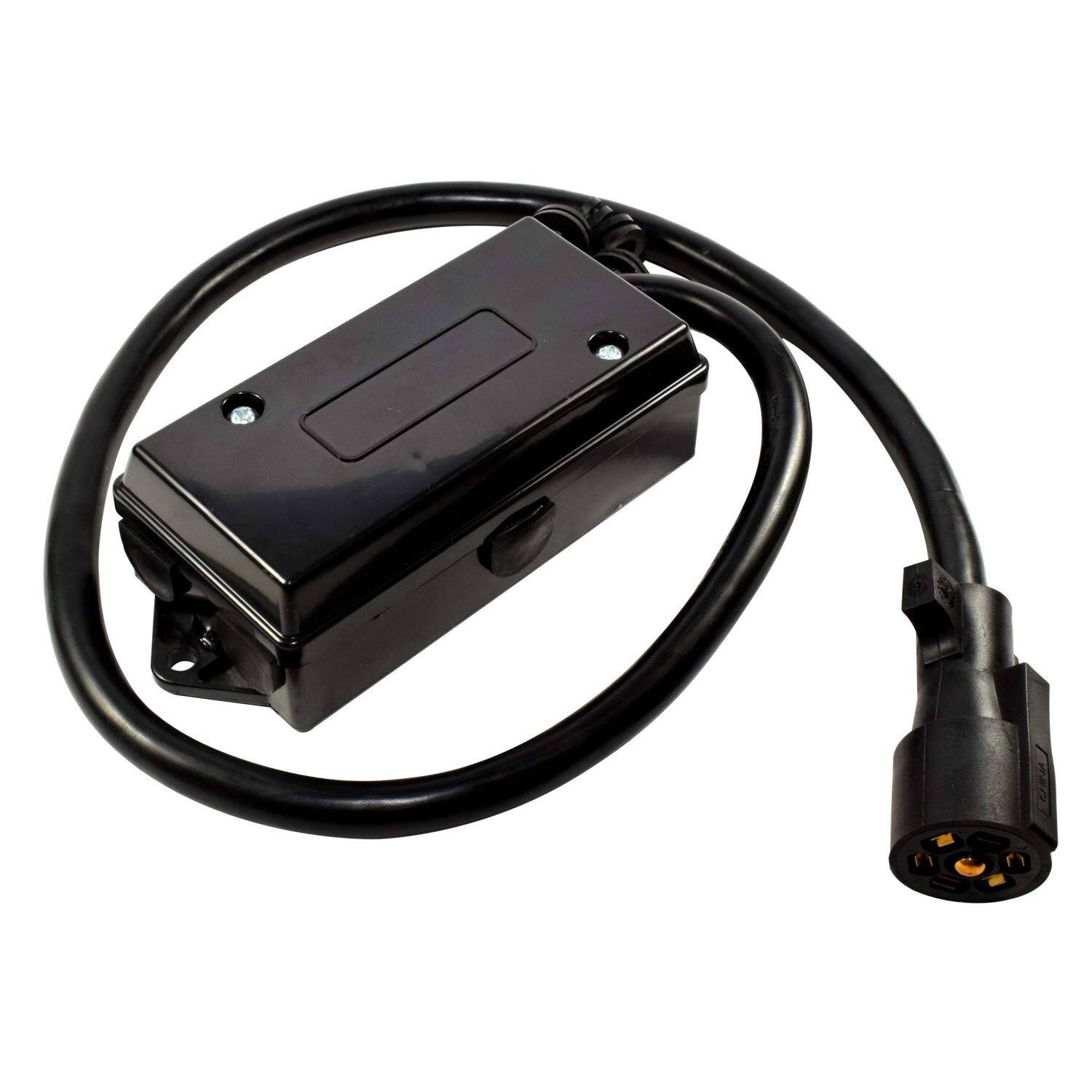 Angle. HQRP - 7-Way Trailer Plug Wiring Harness w Junction Box 4 ft Cable for RV Camper Truck - Black.