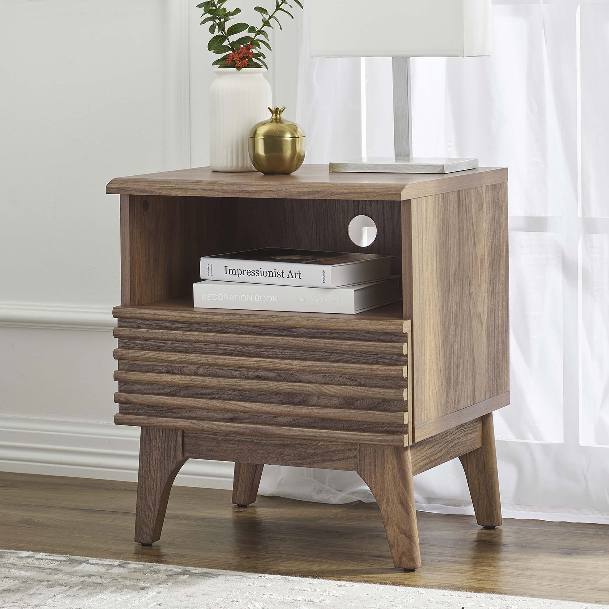 Render Nightstand by Modway - Walnut