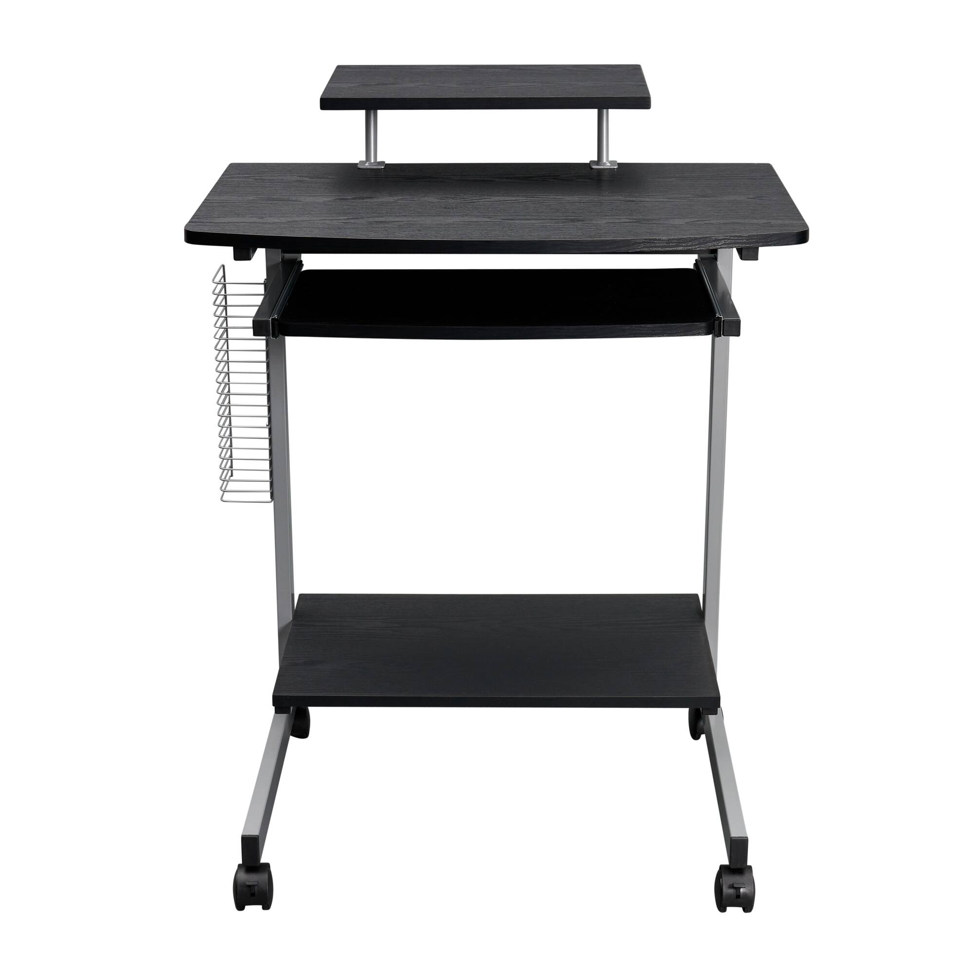 Alt View 6. GOODSILO - Compact Mobile Computer Workstation Cart with Adjustable Shelves and Locking Casters - Espresso.