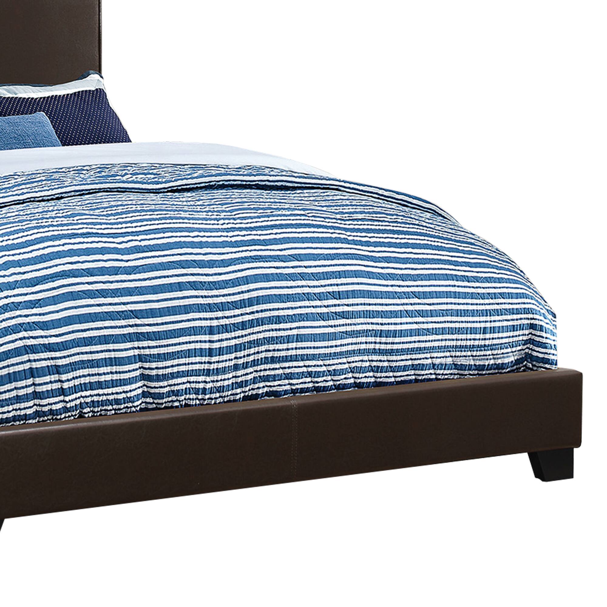 Alt View 2. Manhattan Lane - Vegan Faux Leather Upholstered Queen Size Platform Bed - Brown.