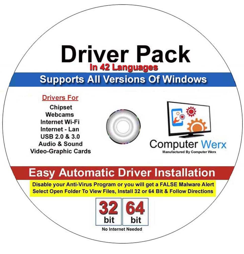Computer Werx - Windows All Versions Drivers Pack 32/64 Bit DVD - Windows