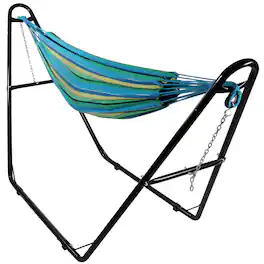 Sunnydaze - 2-Person Cotton Hammock with Universal Steel Stand - Sea Grass