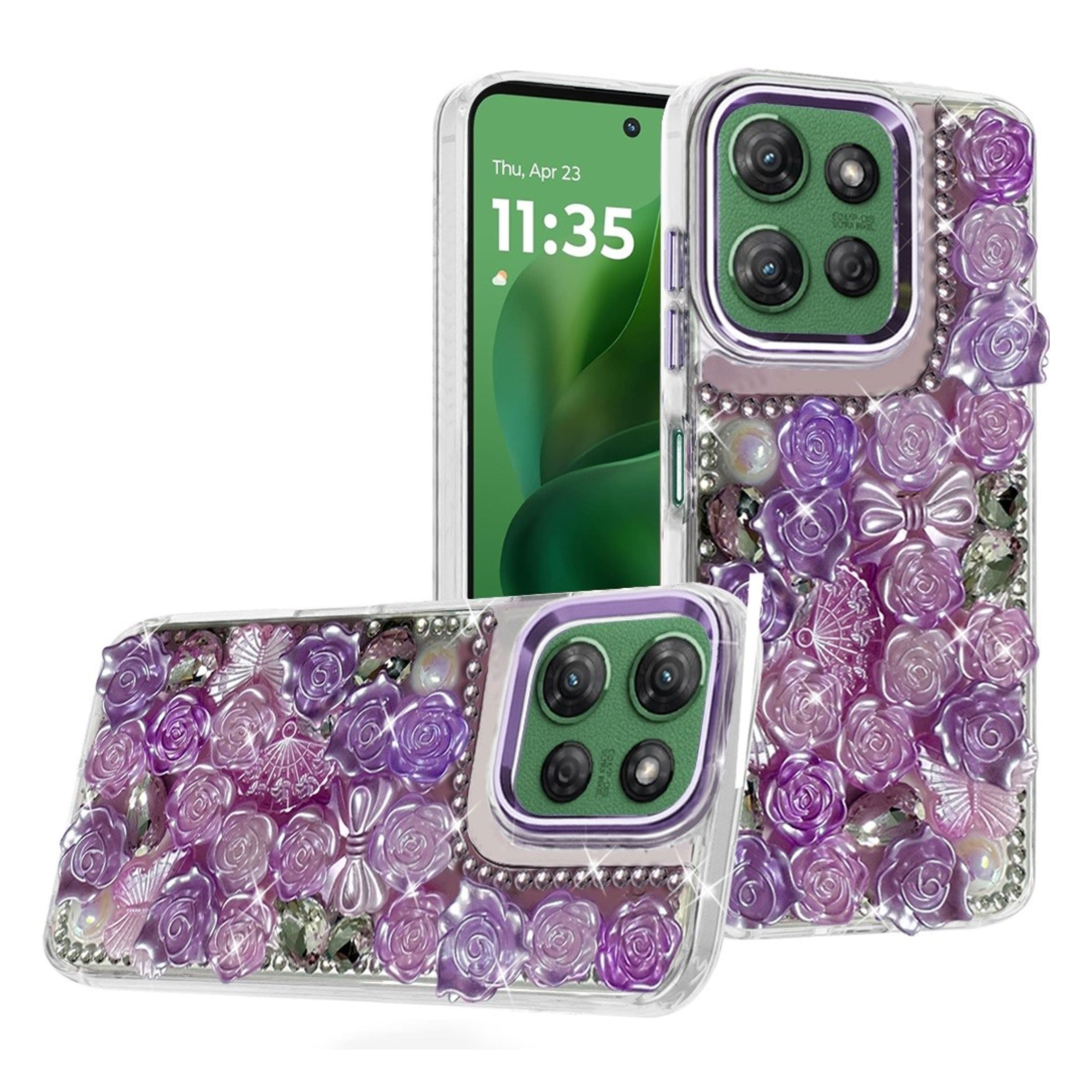 Kitcheniva - Luxury Rose Bling Case With Tempered Glass For Moto G Power 2025/2026 - Purple price history on PriceWatchPro