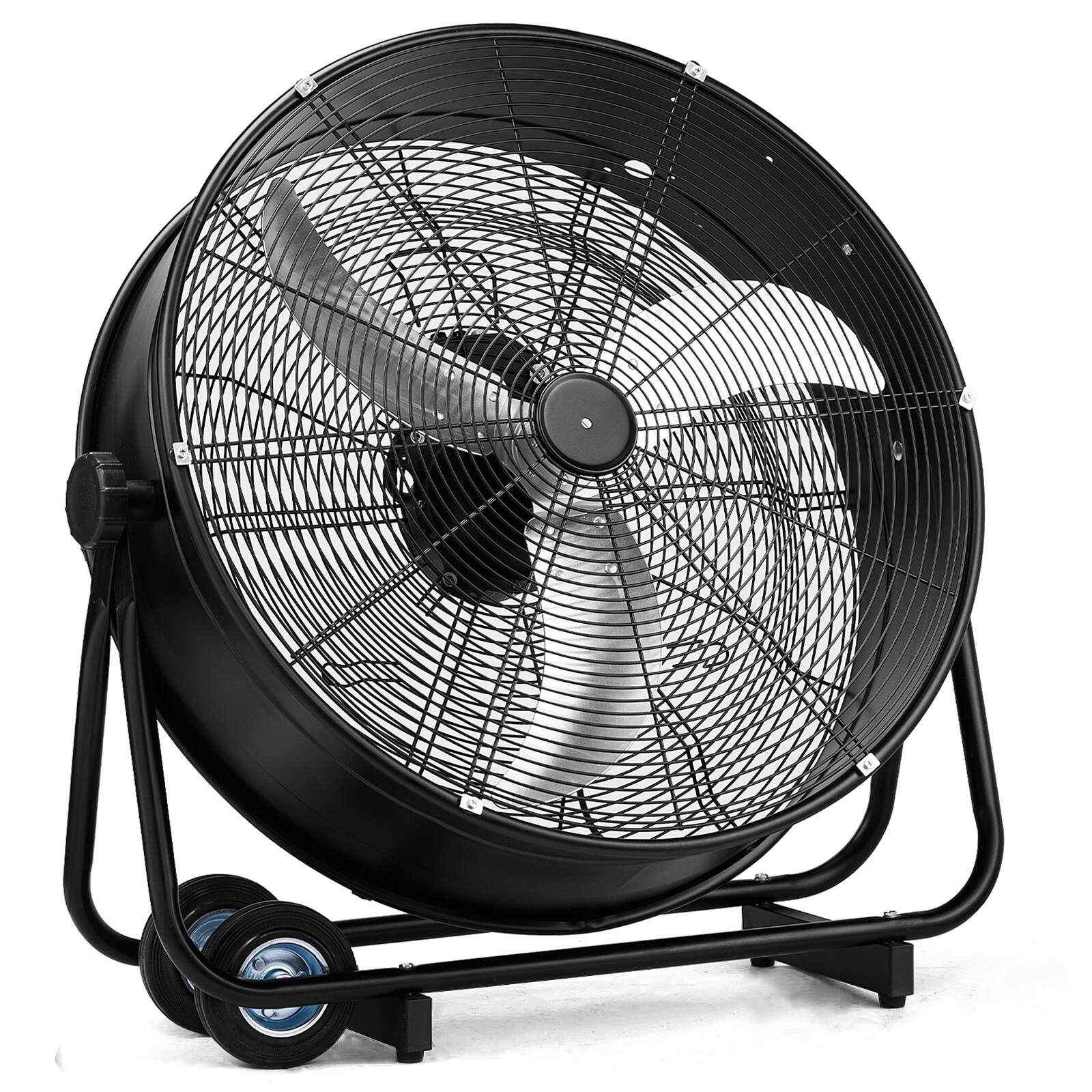 Alt View 2. Winado - 30 inch Industrial Drum Fan, 13000CFM High Velocity Metal Floor Fan with Handle, 3-Speeds, Air Circulator for Gym, Barn - Black.