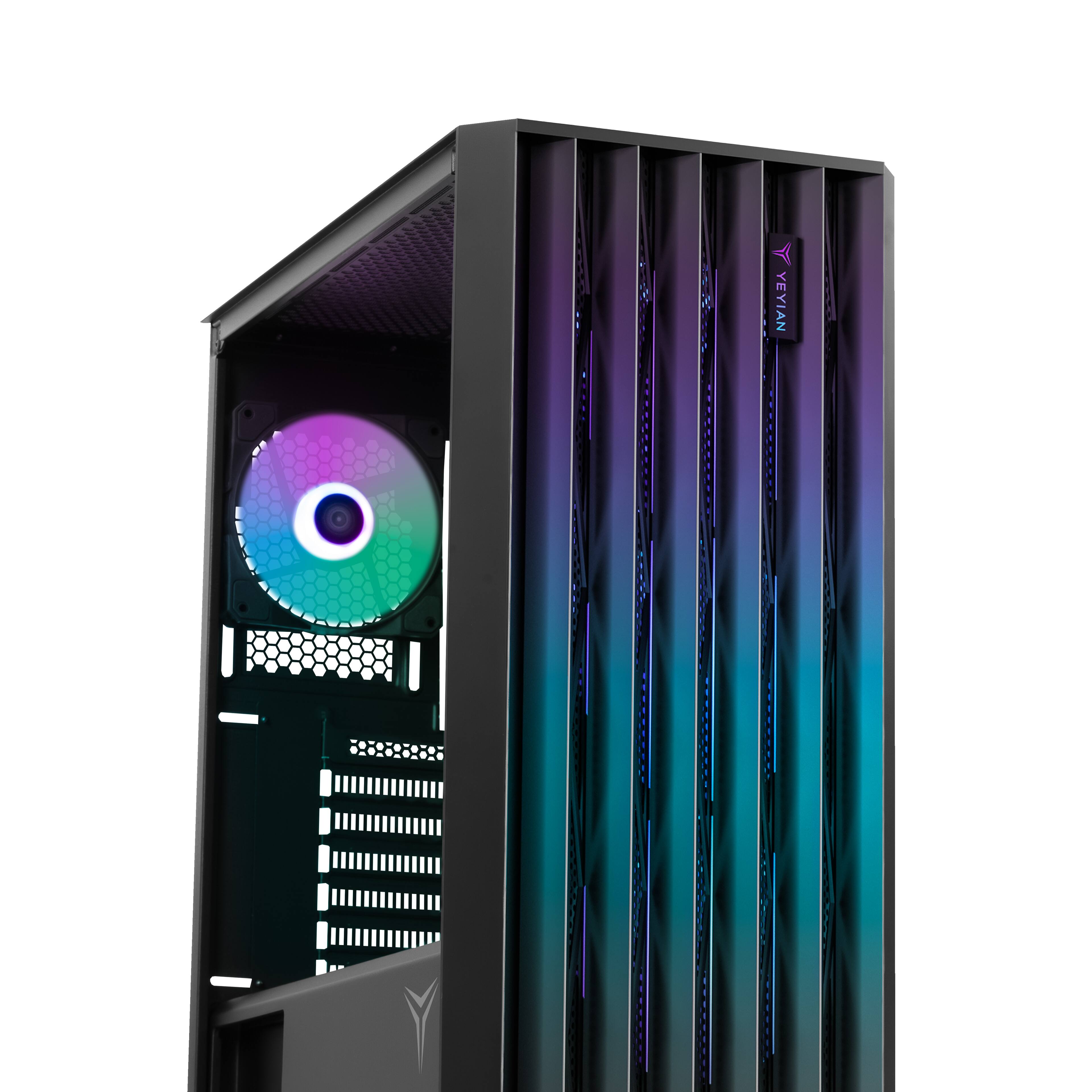 Alt View 1. YEYIAN - Yeyian PC Case. ATX, Mid Tower, 4 ARGB Fans Included. Model: YCM-APPHO-02 - Black.