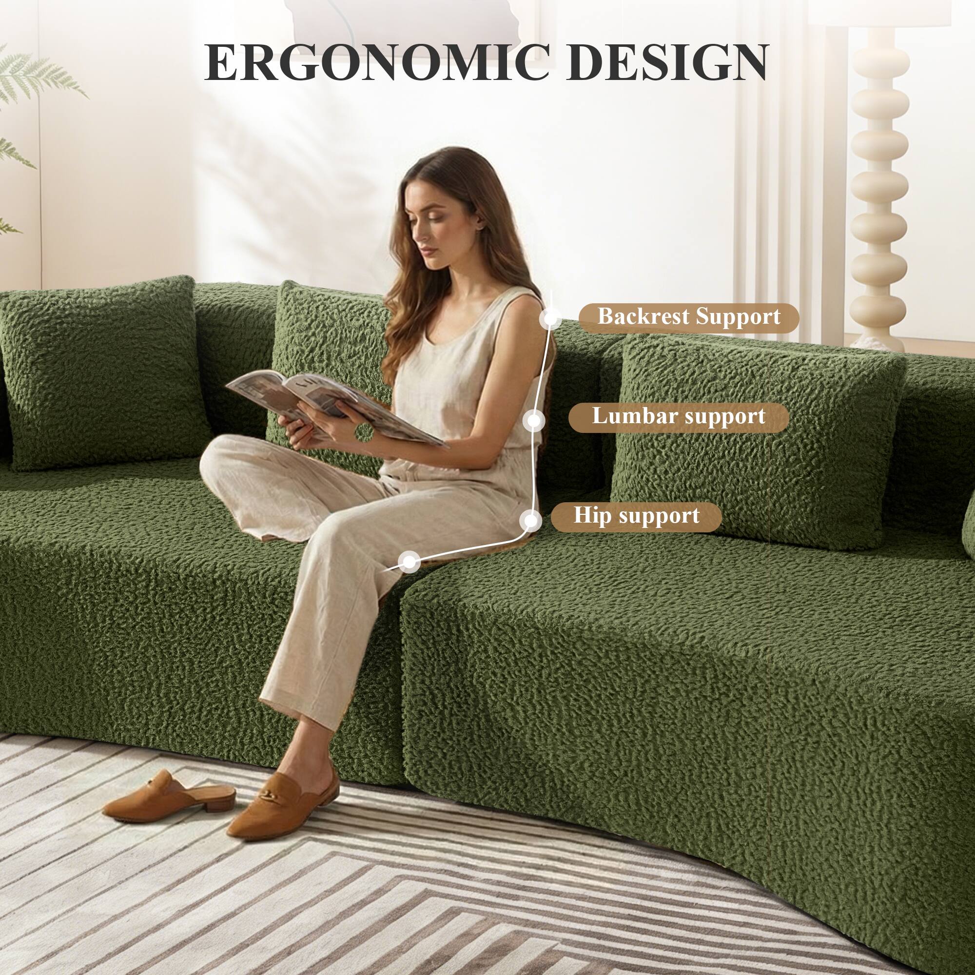 ERGONOMIC DESIGN

- Backrest Support
- Lumbar support
- Hip support