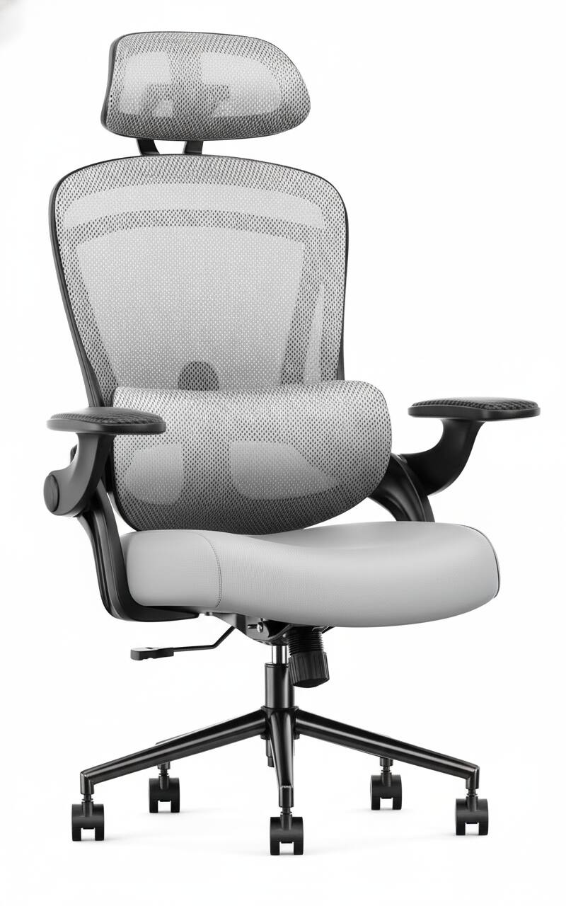 Front. AOITUN - Heavy Duty Ergonomic Office Chair for Daily Comfort, 650 lb Support, Adjustable Seat with Headrest and Lumbar Support - Gray.