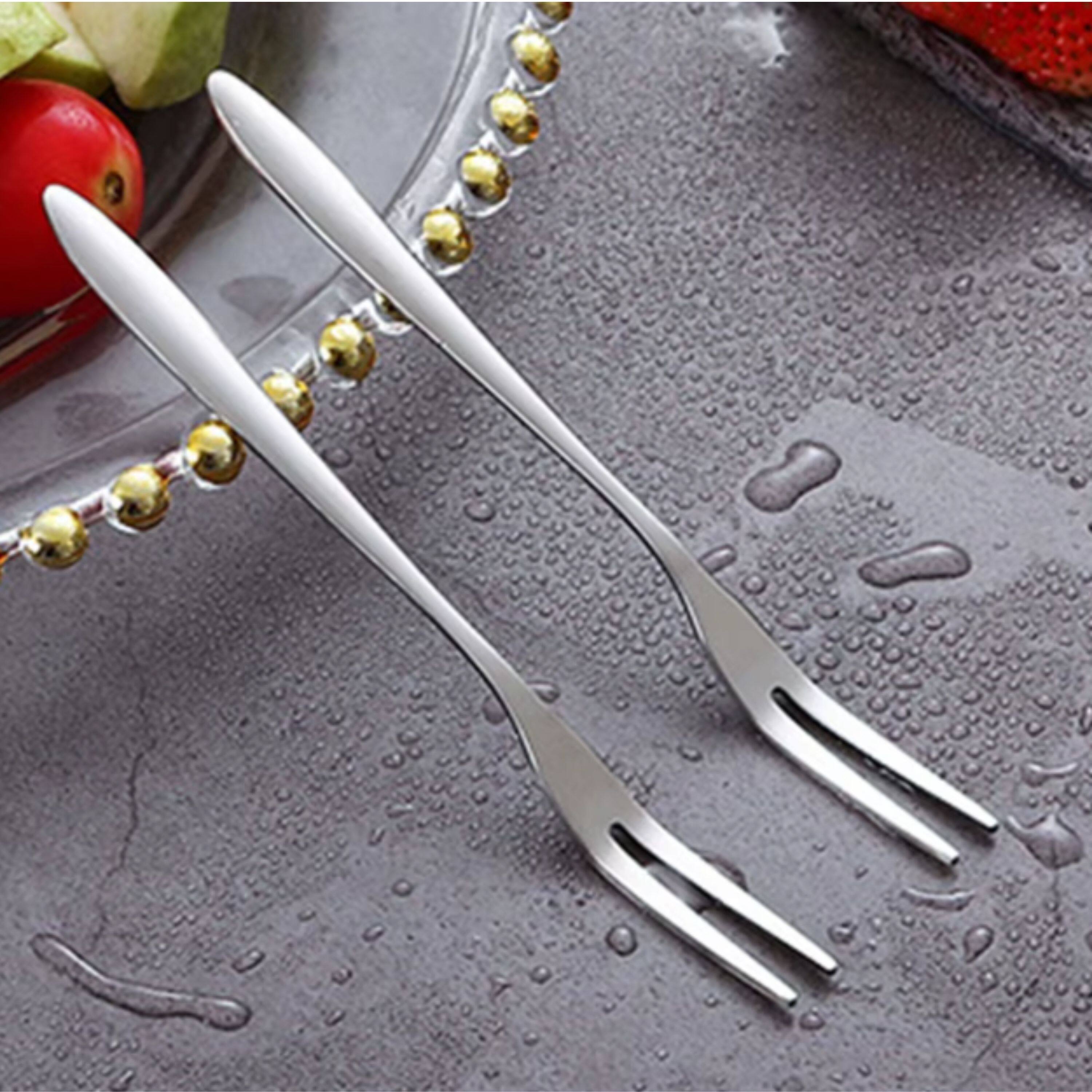 Left. Kitcheniva - 5" Stainless Steel Food Fruit Picks 6 Pcs, Silver - Silver.
