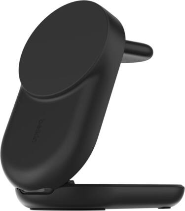 Front. Belkin - 3-in-1 Foldable Magnetic Charging Stand, 25W Qi2, MagSafe compatible, charge iPhone, compact travel-friendly design - Black.