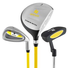 Costway - Junior Golf Club Set for Children Includes 165CC #3 Fairway Wood & #7 Iron - Yellow