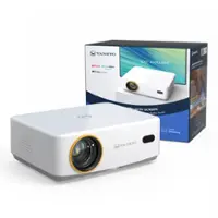 Vankyo - Leisure 570B Native 1080P Wireless Smart WebOS Single LCD Mini Projector, Screen Included - White - Front_Zoom