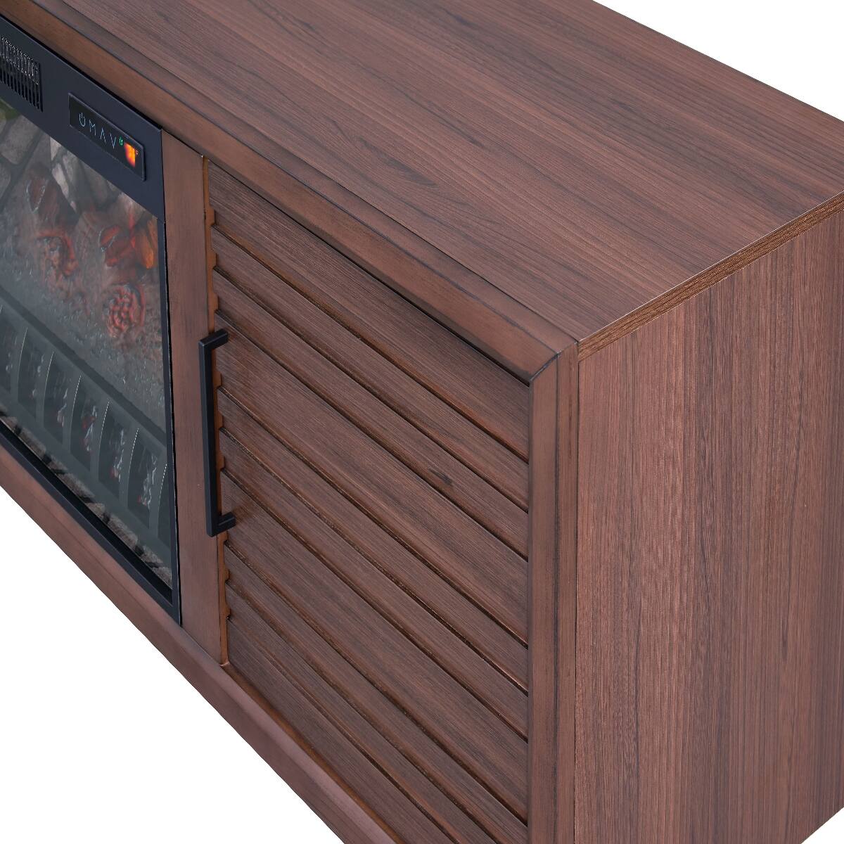 Back. Loheer - Loheer 78 inch fireplace tv stand mid century modern media console brown wood entertainment center - Brown Mix.