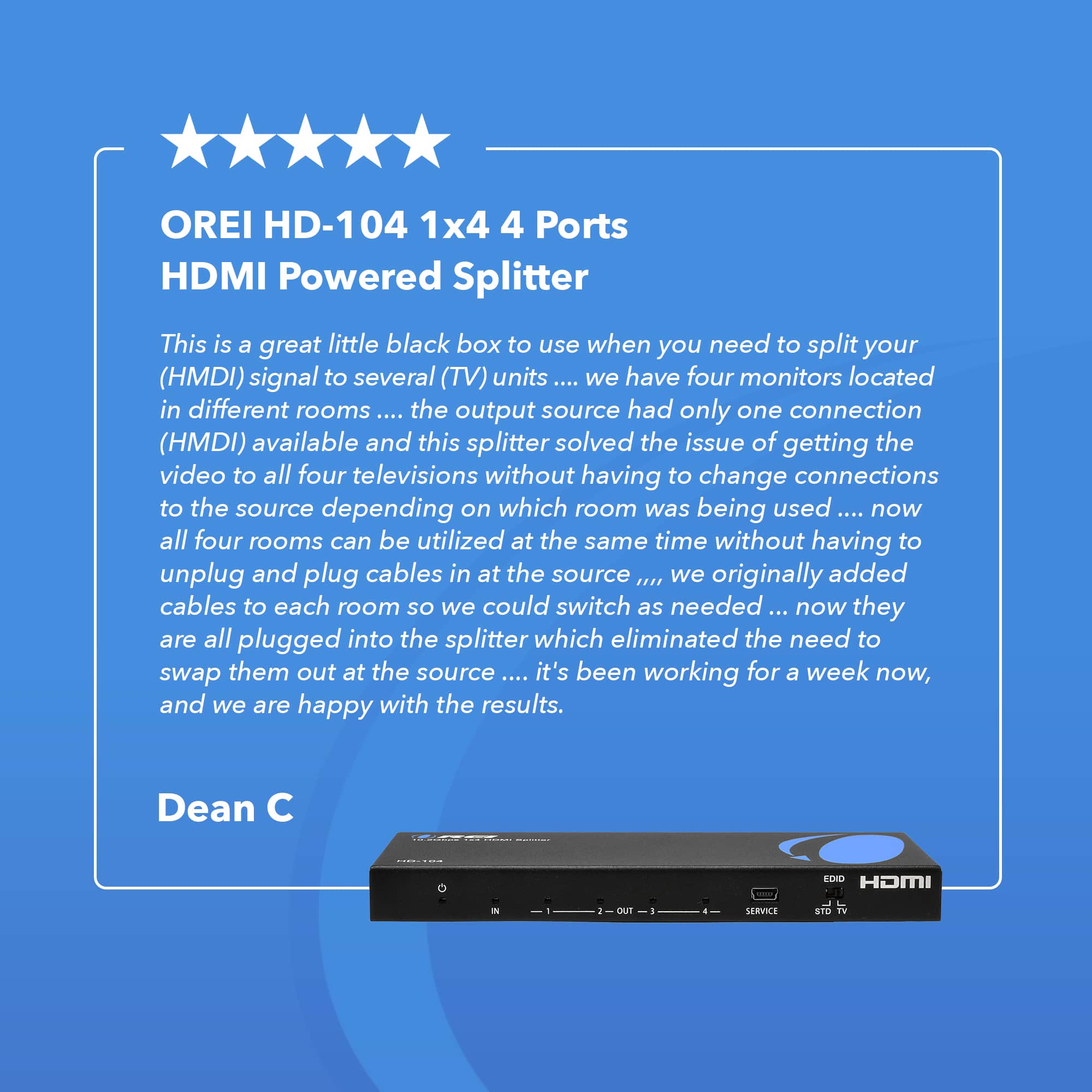 Orei 4K@30Hz 1x4 HDMI™ Splitter HD 104 Black hd-104 - Best Buy