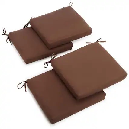 Front. Blazing Needles - 20-inch by 19-inch Twill Chair Cushion (Set of Four) - Chocolate.