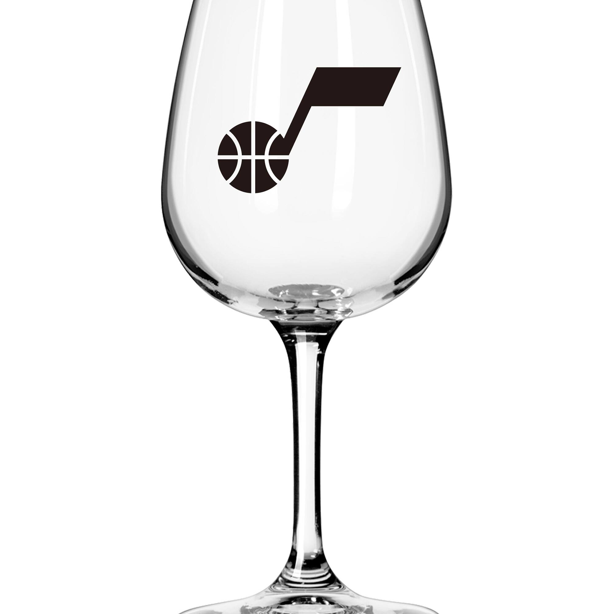 Front. Logo Brands - Utah Jazz Logo 12oz. Stemmed Wine Glass - Multicolor.