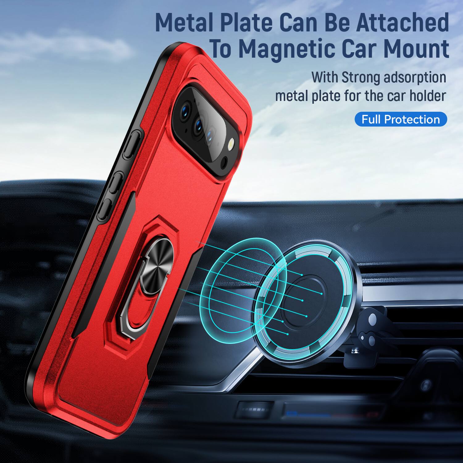 Metal Plate Can Be Attached To Magnetic Car Mount

With Strong adsorption metal plate for the car holder

Full Protection
