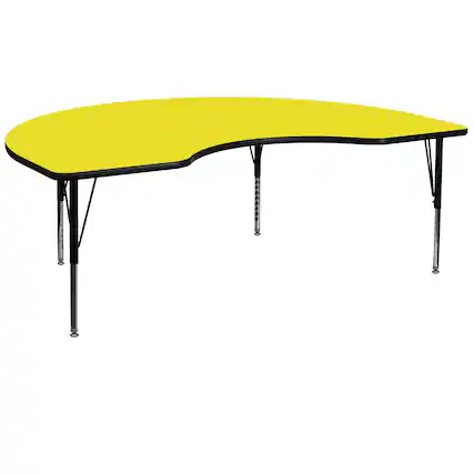 Front. Flash Furniture - Wren 48''W x 72''L Kidney Yellow HP Laminate Activity Table - Height Adjustable Short Legs - Yellow.