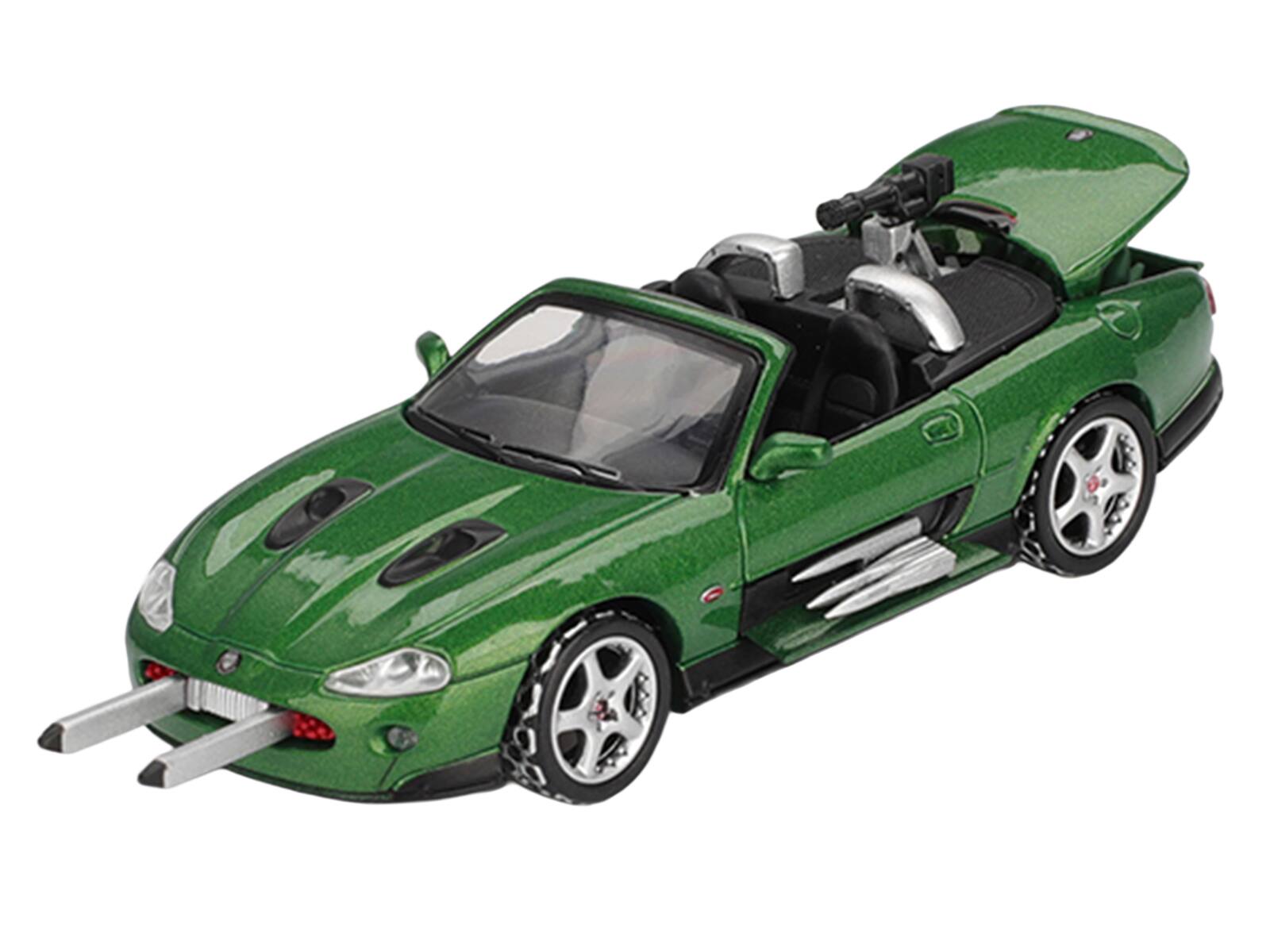 Alt View 1. True Scale Miniatures - Jaguar XKR Green Metallic 007 James Bond "Die Another Day" (2002) Movie Limited Edition 1/64 Model Car by Mini GT.