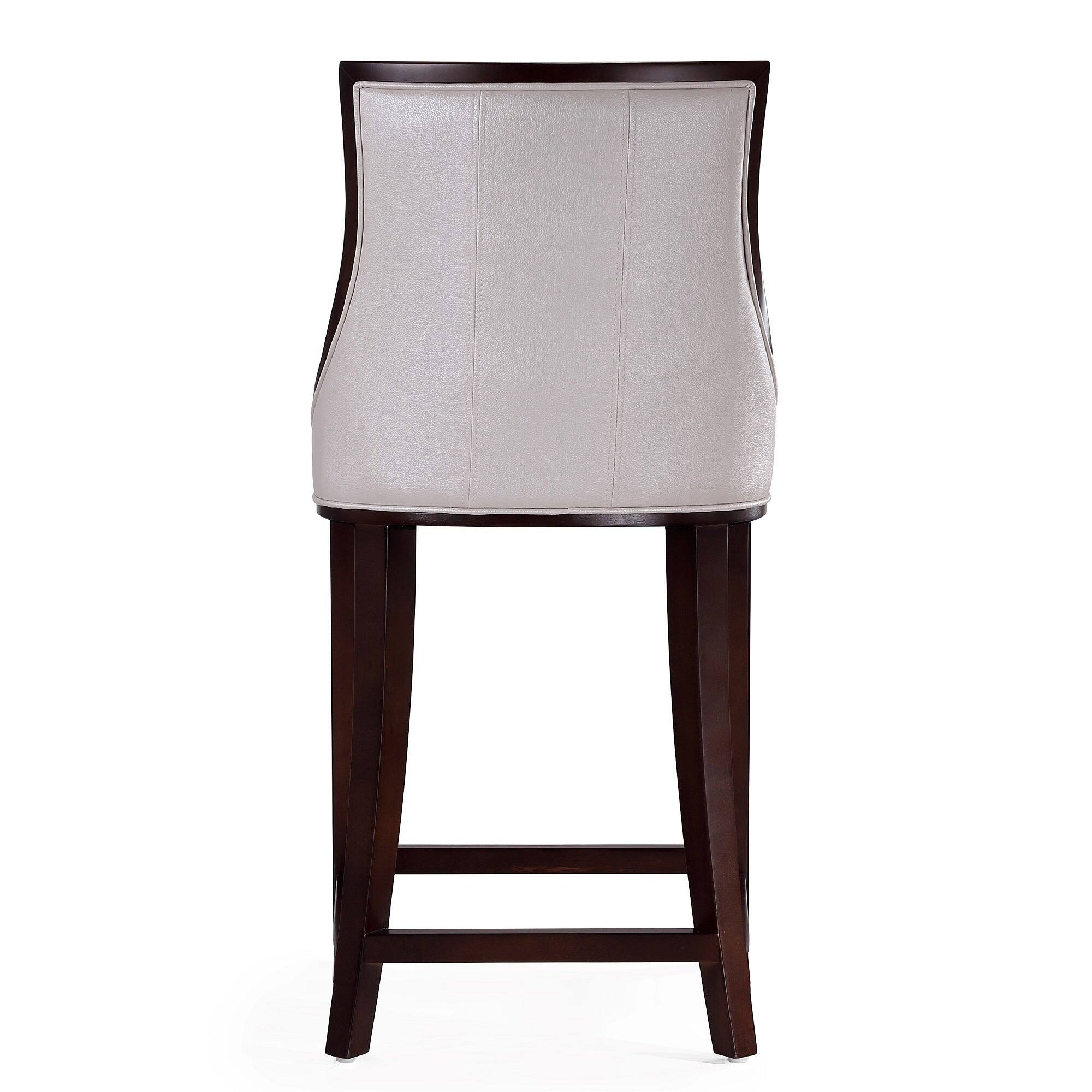 Alt View 3. Manhattan Comfort - Fifth Avenue Traditional Wood Upholstered Counter Stool - Pearl White.