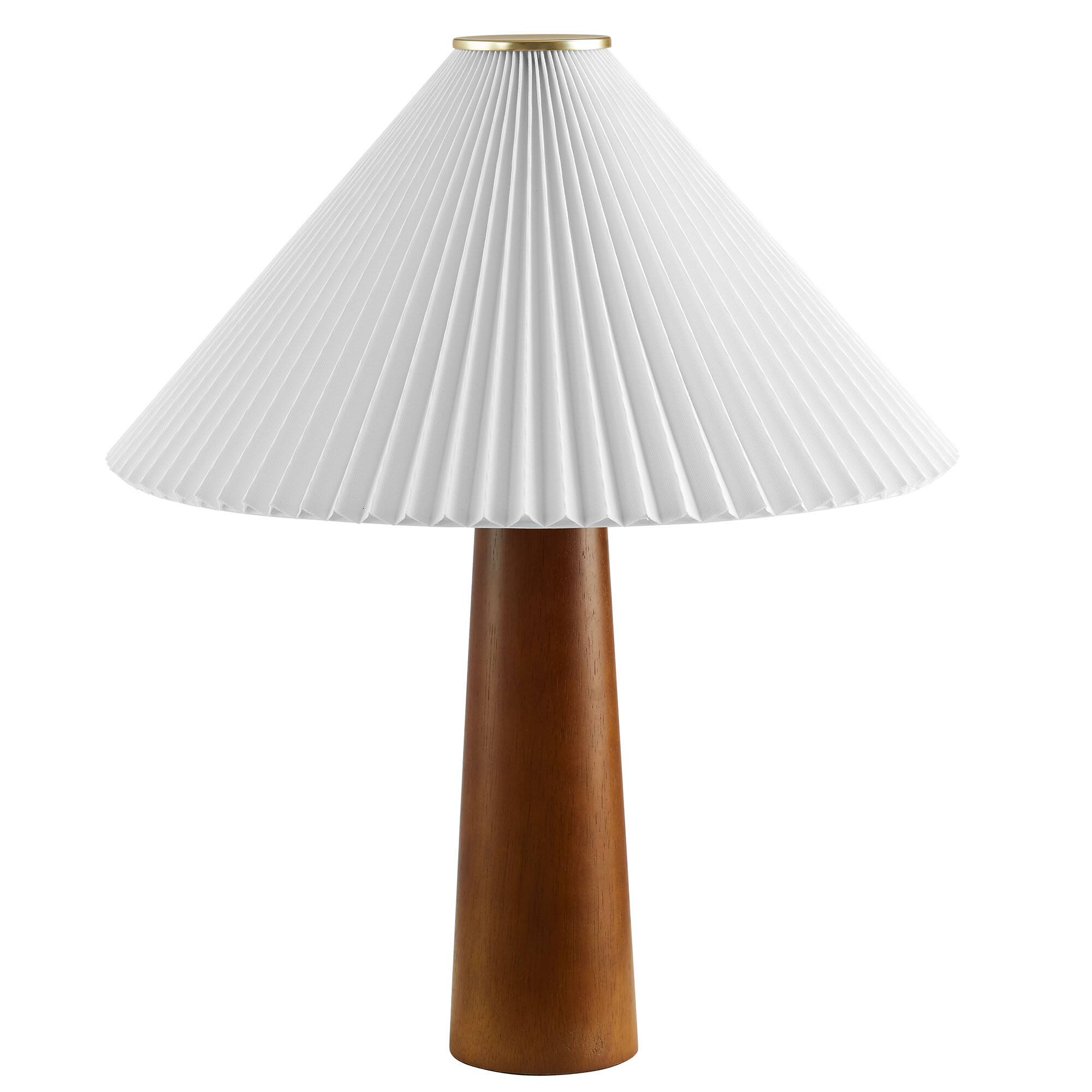 Angle. Modway - Jessica Wooden Base Table Lamp With Pleated Fabric Shade by Modway - Walnut.