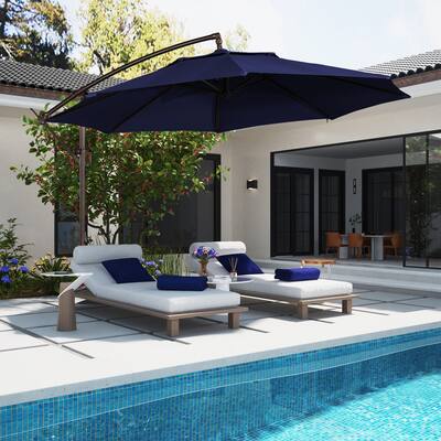 Mondawe 11ft Cantilever/Offset Hanging Patio Umbrella with Easy Tilt and Crank 360 Rotate Navy Blue Mondawe 11ft Cantilever/Offset Hanging Patio Umbrella with Easy Tilt and Crank 360 Rotate Navy Blue