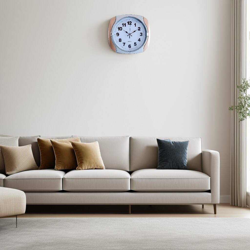 Angle. FC Design - 16"W White Two-Tone Contemporary Square Wall Clock - Multicolor.