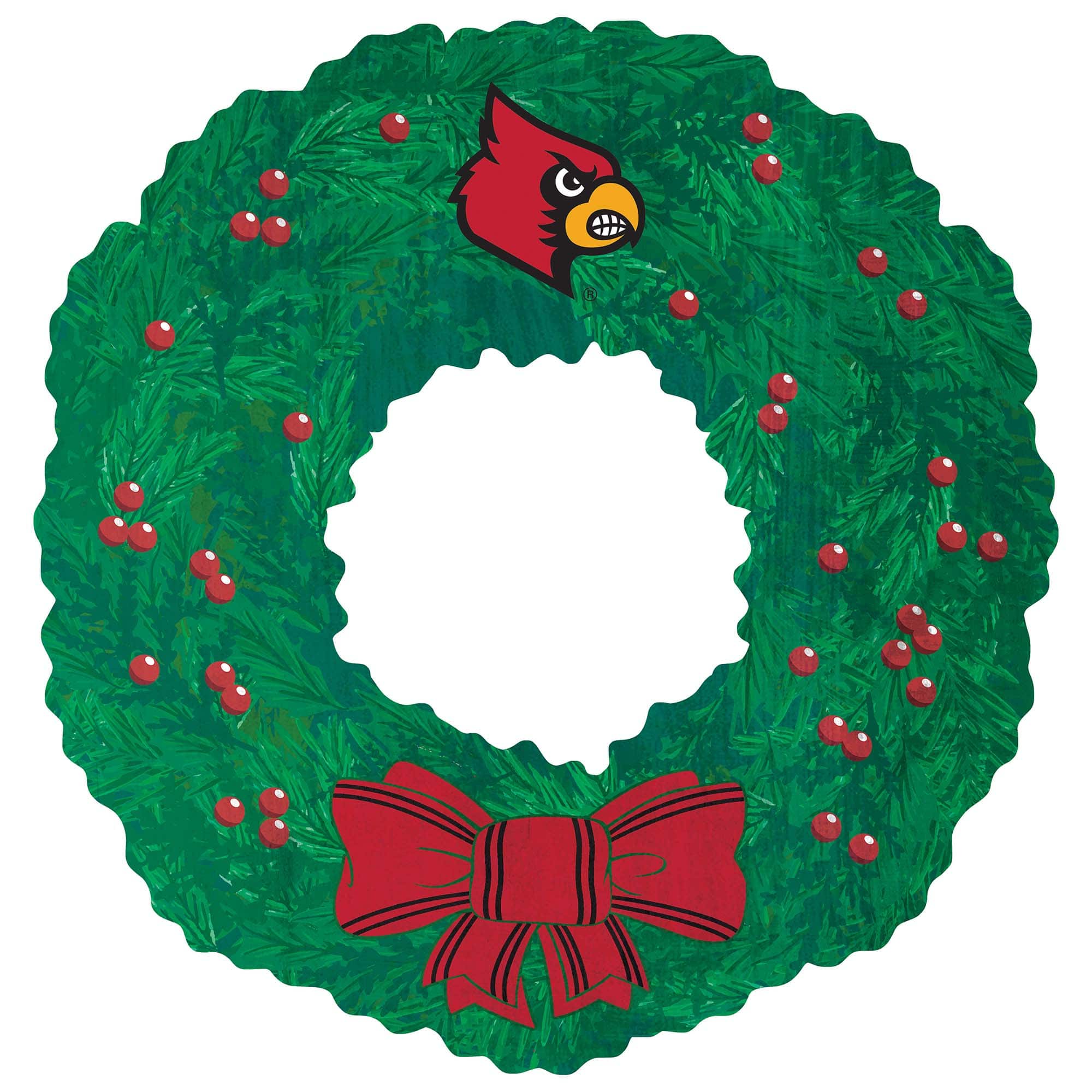 Front. Fan Creations - Louisville Cardinals 16'' Team Wreath Sign - Green.