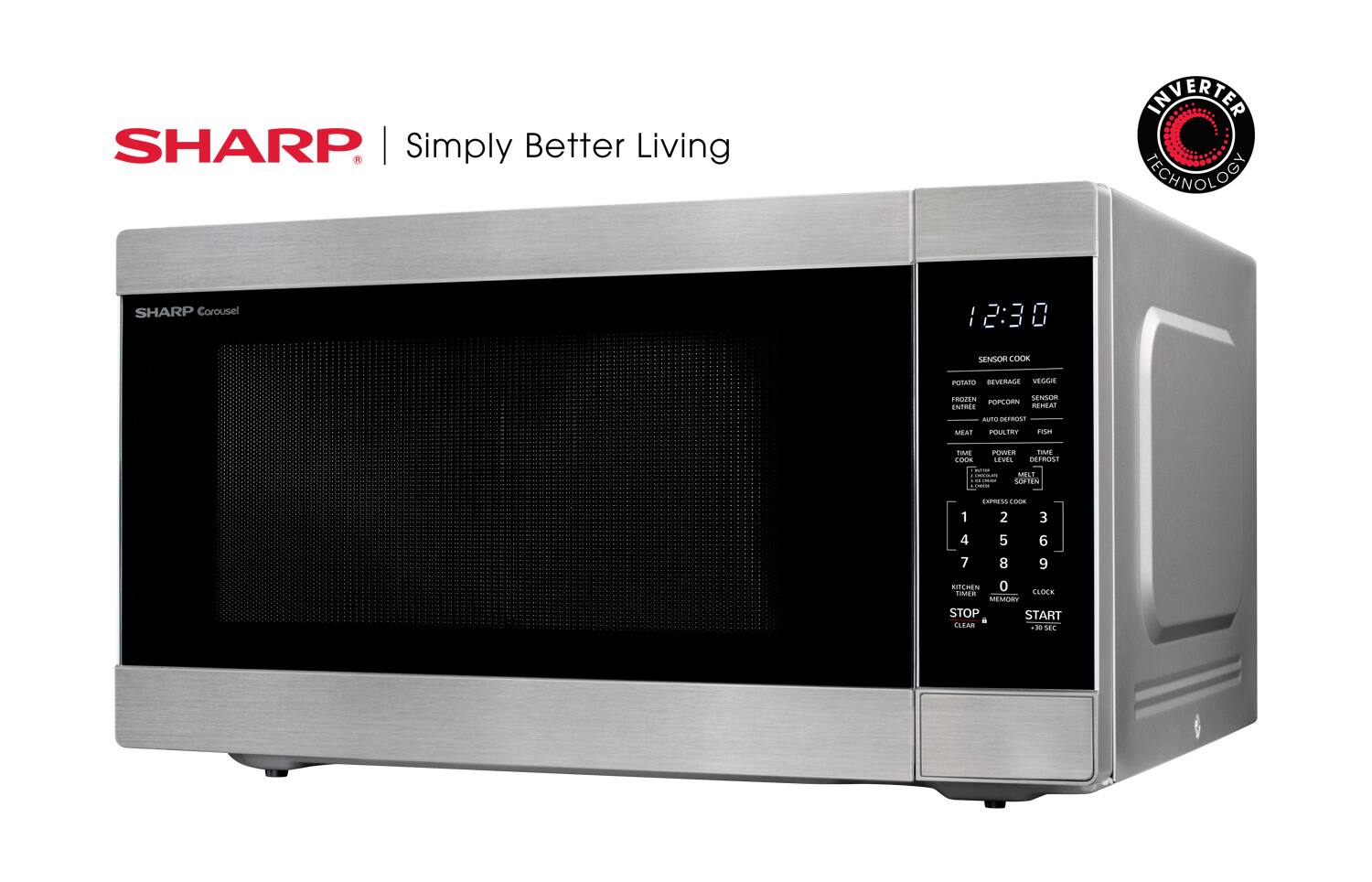 Angle Zoom. Sharp - 2.2 cu ft Stainless Family Size Countertop Microwave with Sensor cooking and Inverter Technology - Siver.