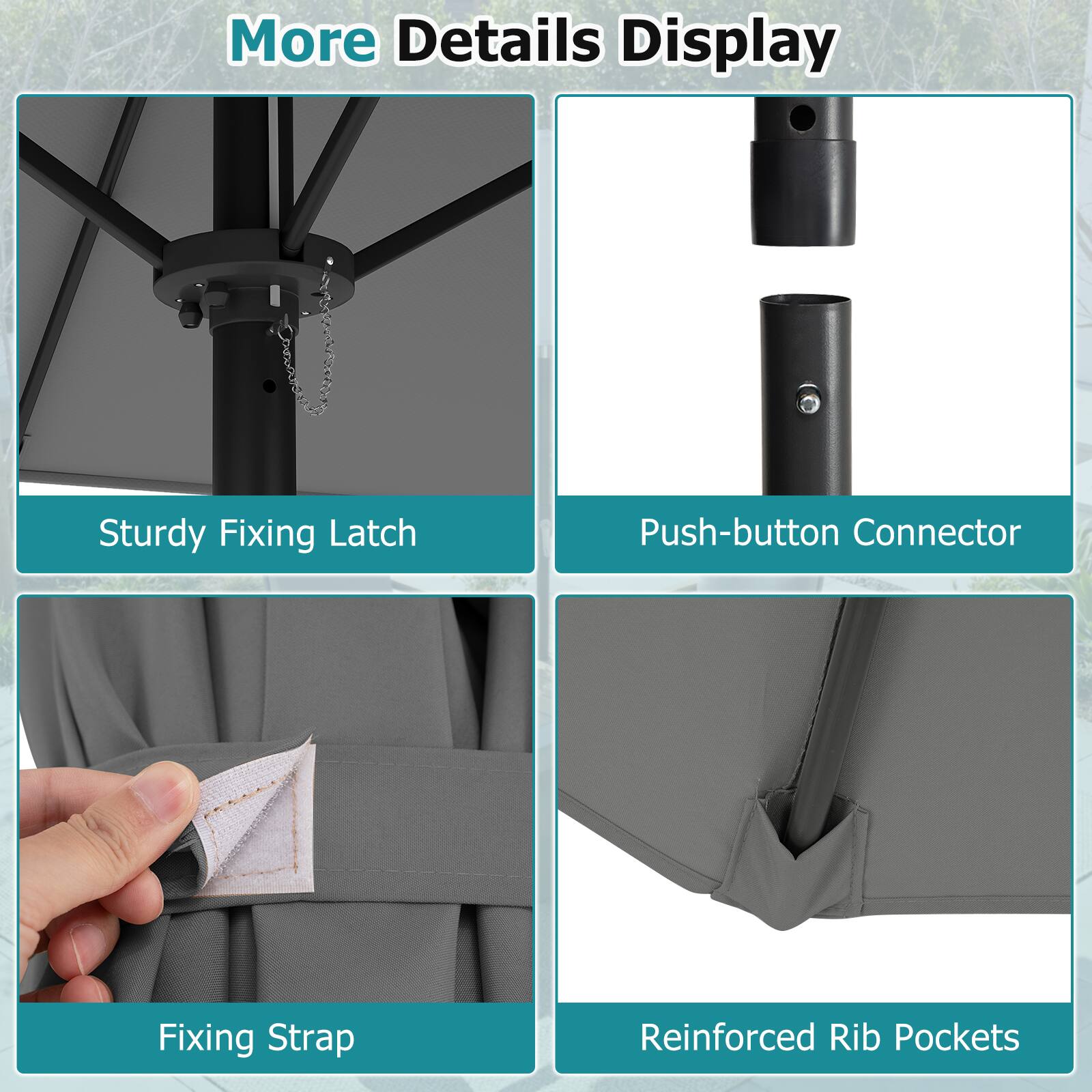 More Details Display

- Sturdy Fixing Latch
- Push-button Connector
- Fixing Strap
- Reinforced Rib Pockets