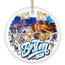 OrnamentallyYou - Vibrant Boston City Ceramic Art Ornament Massachusetts Souvenir and Christmas Decor Version 2 - Multi-colored