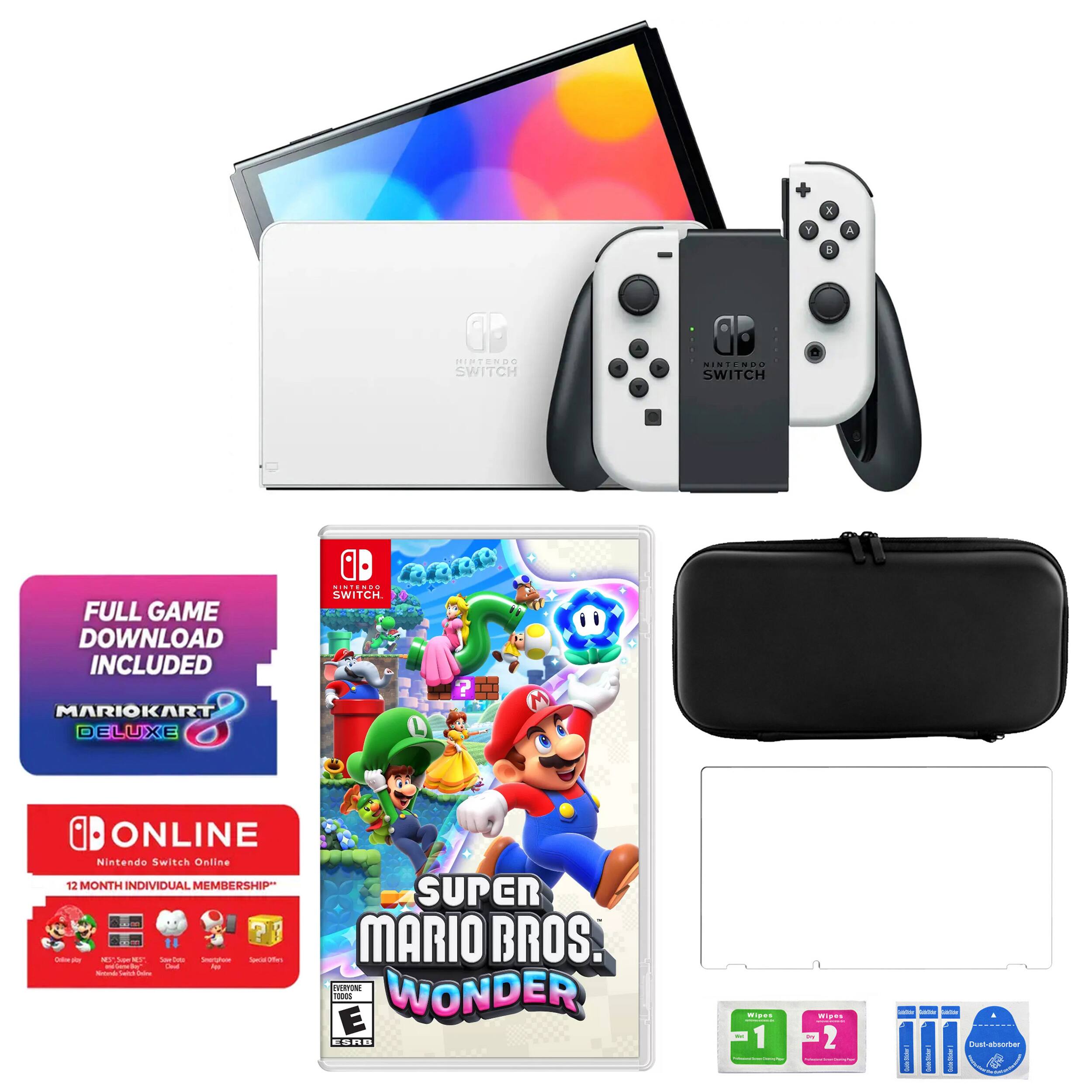 Switch OLED MarioKart 8 Bundle with Accessories & Mario Wonder - Nintendo Switch