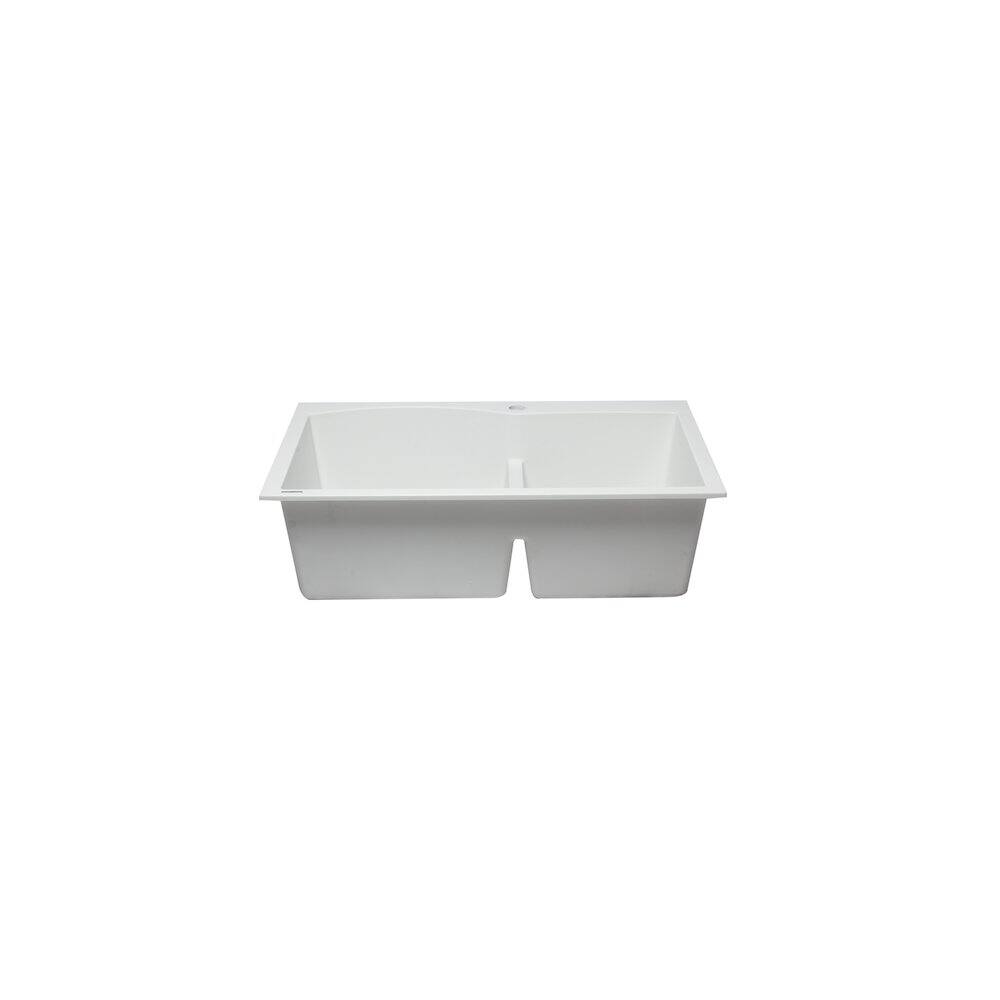 Alt View 6. Alfi - ALFI brand White 33 Double Bowl Drop In Granite Composite Kitchen Sink - White.
