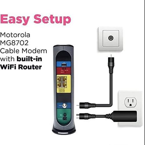 Easy Setup

Motorola MG8702 Cable Modem with built-in WiFi Router