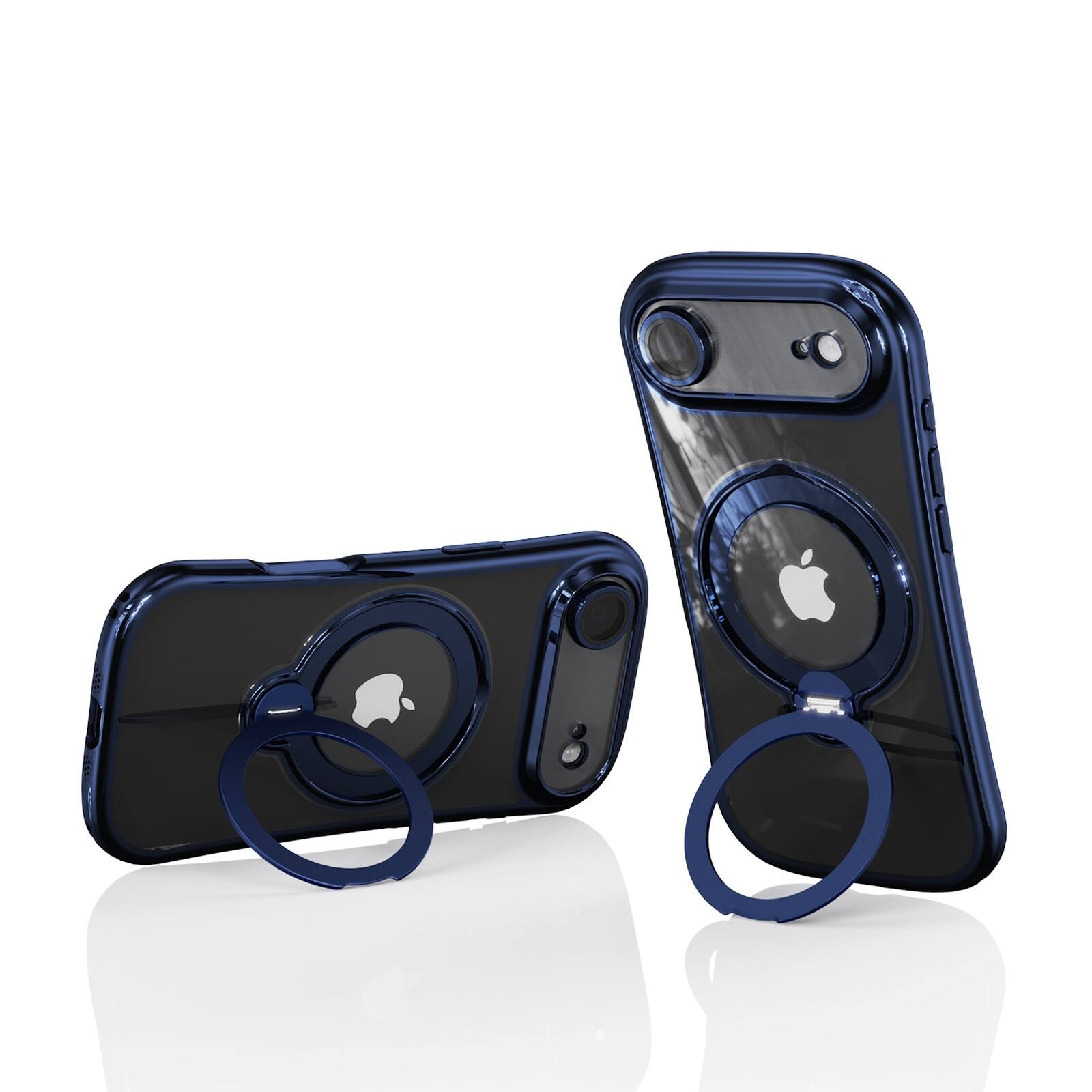 Back. Dteck - Magnetic Case for Apple iPhone Air with 360 Ring Stand and Strap, Shockproof TPU Phone Cover Built-in Lens Protector - Blue.