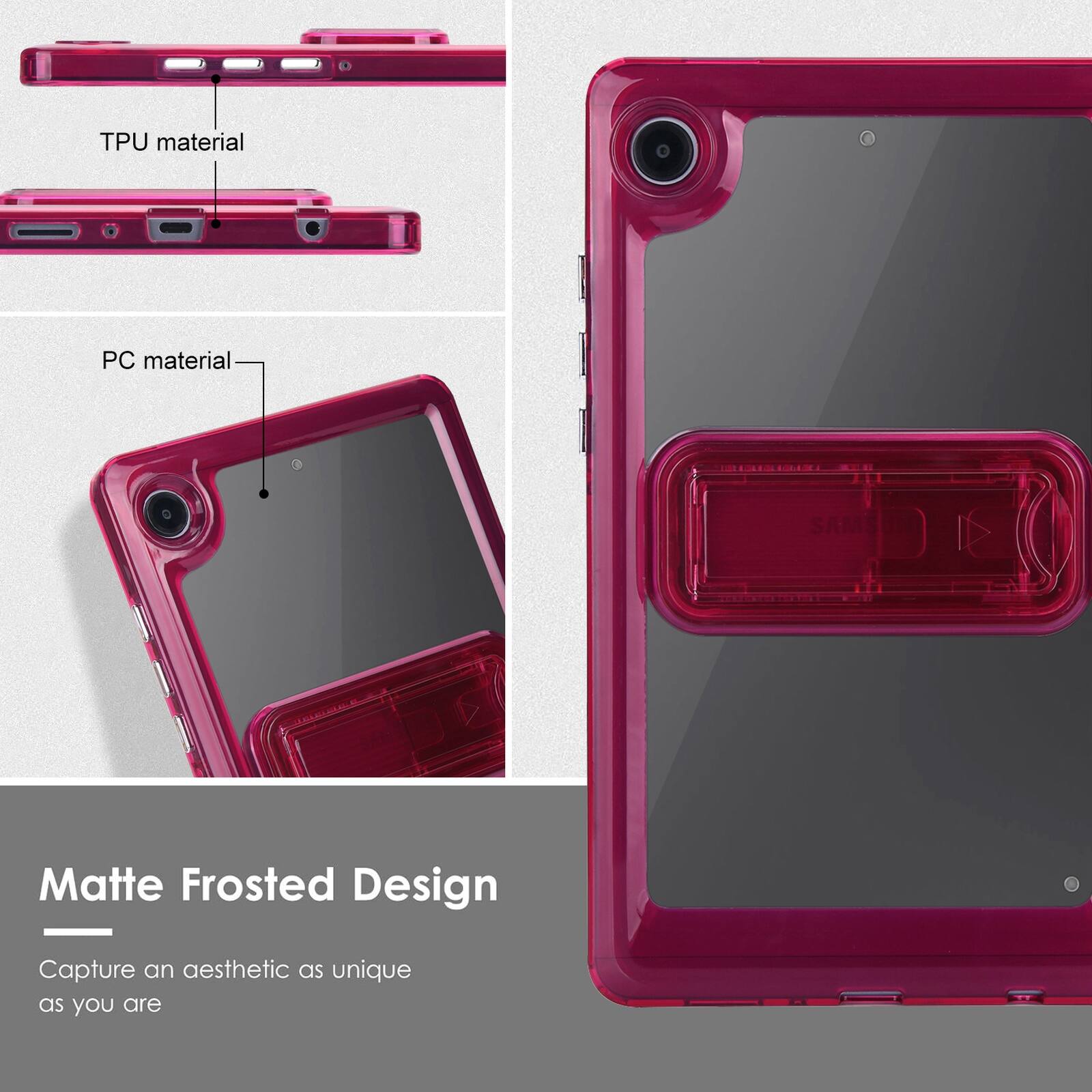 TPU material  
PC material  
Matte Frosted Design - Capture an aesthetic as unique as you are