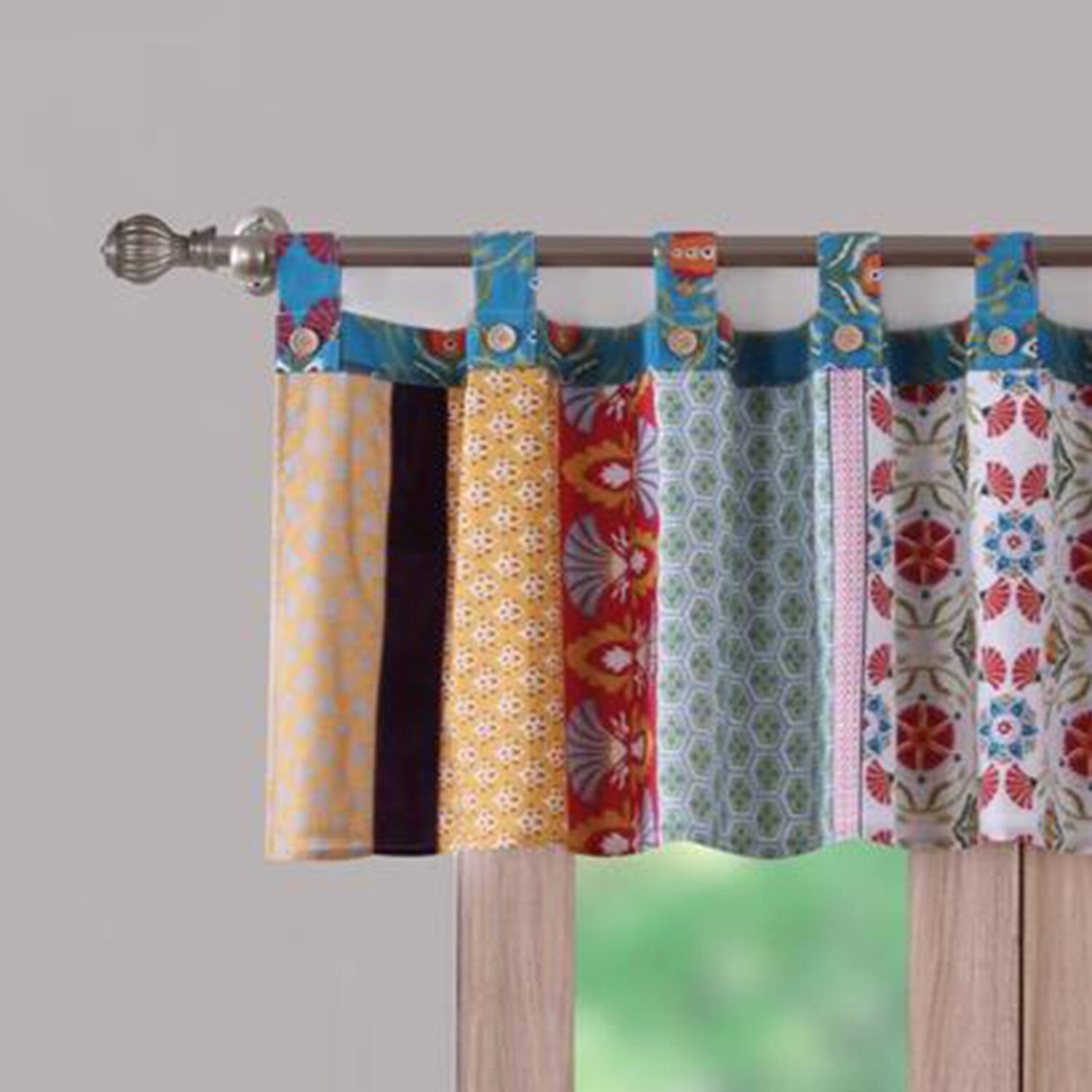 Left. Barefoot Bungalow - Barefoot Bungalow Thalia Window Valance84x21", Multi - Multi.