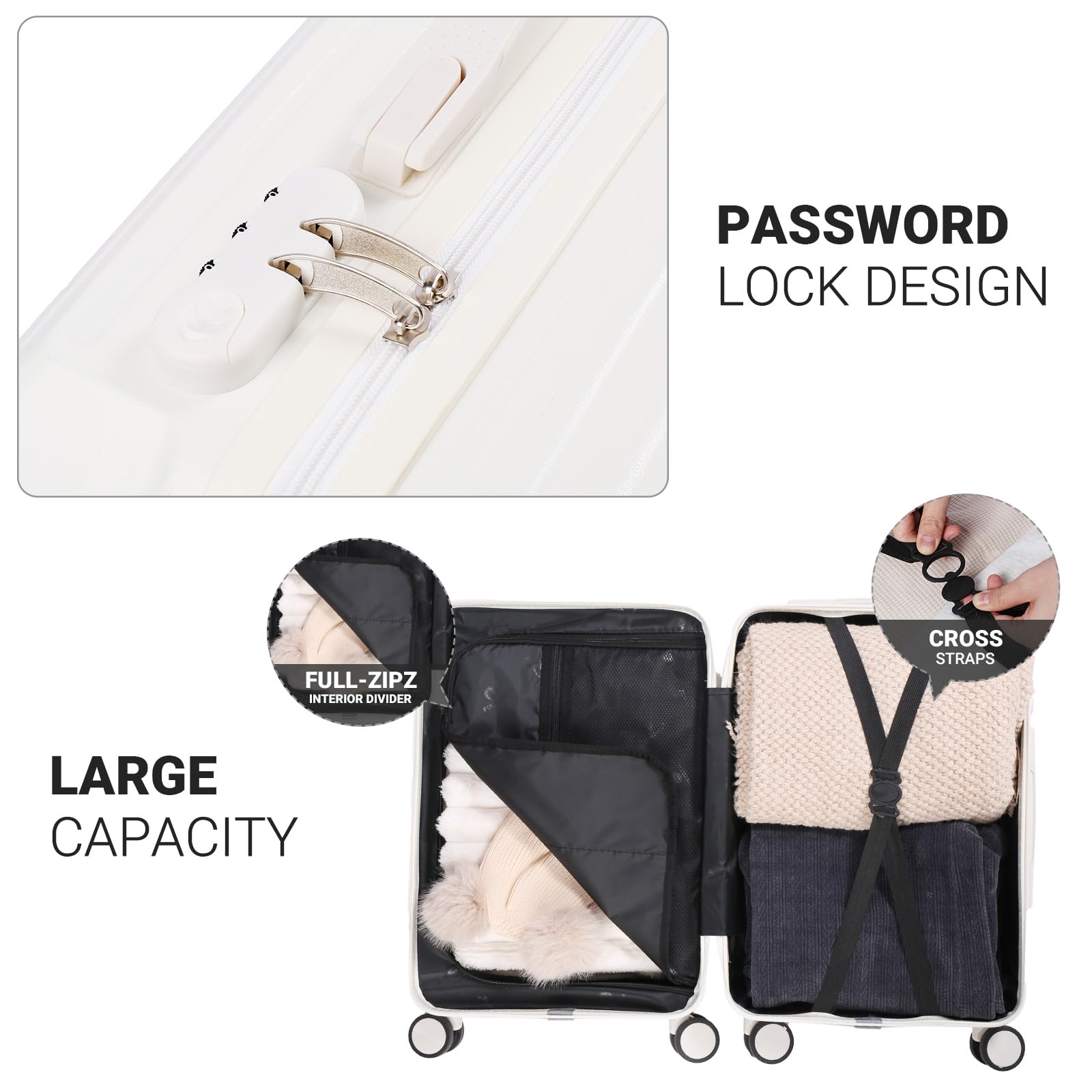 - PASSWORD LOCK DESIGN
- FULL-ZIP INTERIOR DIVIDER
- CROSS STRAPS
- LARGE CAPACITY