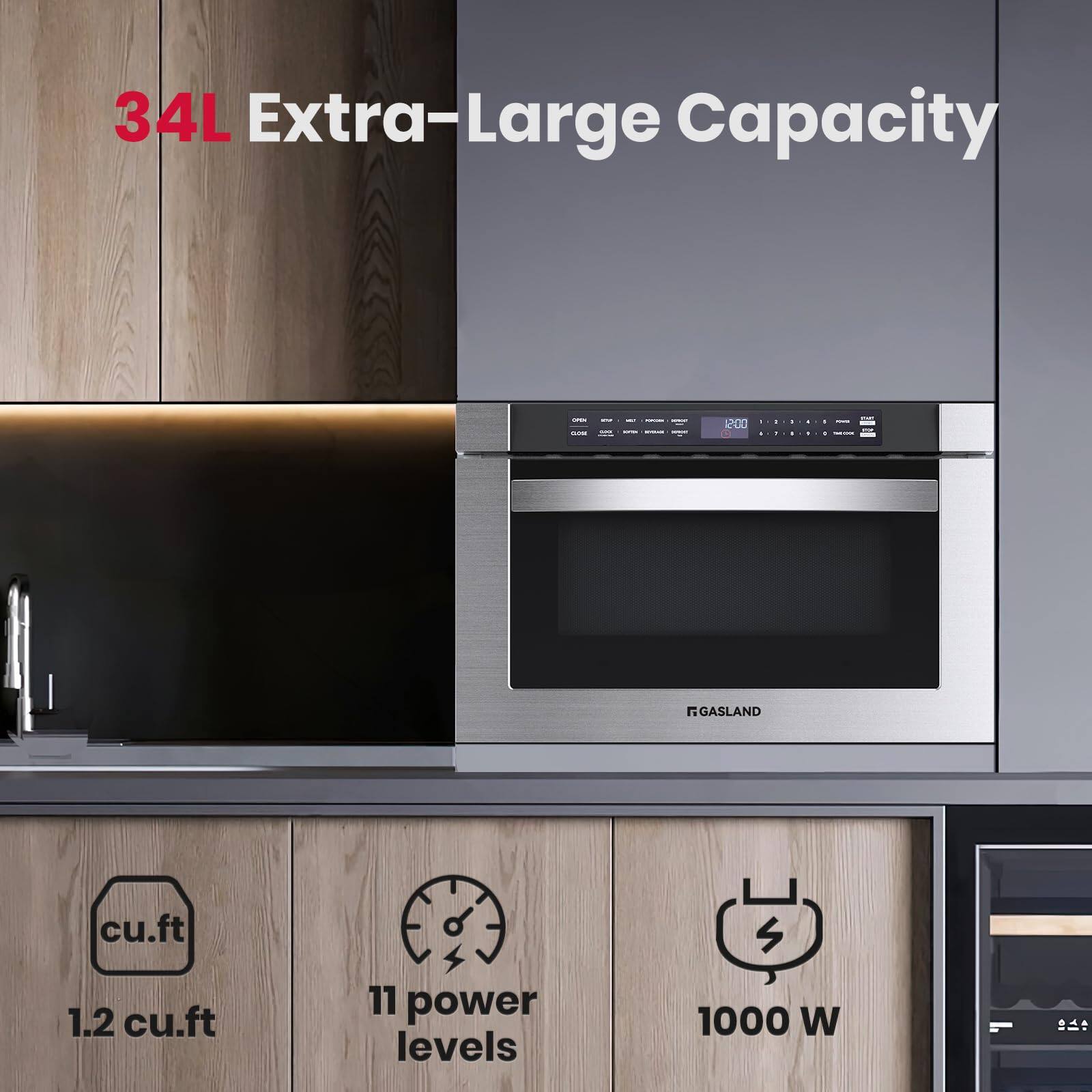 34L Extra-Large Capacity - 1.2 cu.ft - 11 power levels - 1000 W