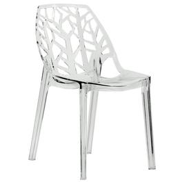 LeisureMod - Cornelia Modern Stackable Accent Dining Chair with Cut Out Backrest Design for Dining Rooms or Patios - Clear
